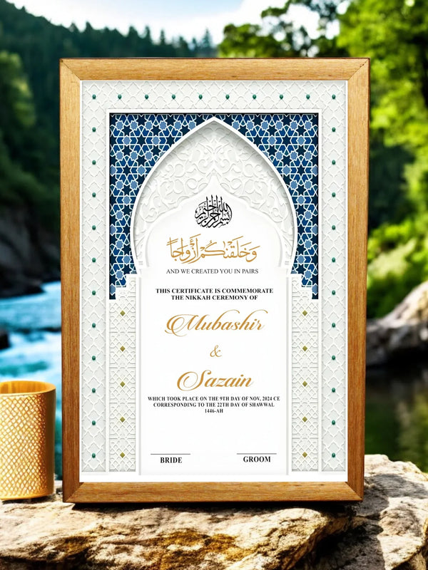 Blue Bloom Mandala Nikah Frame
