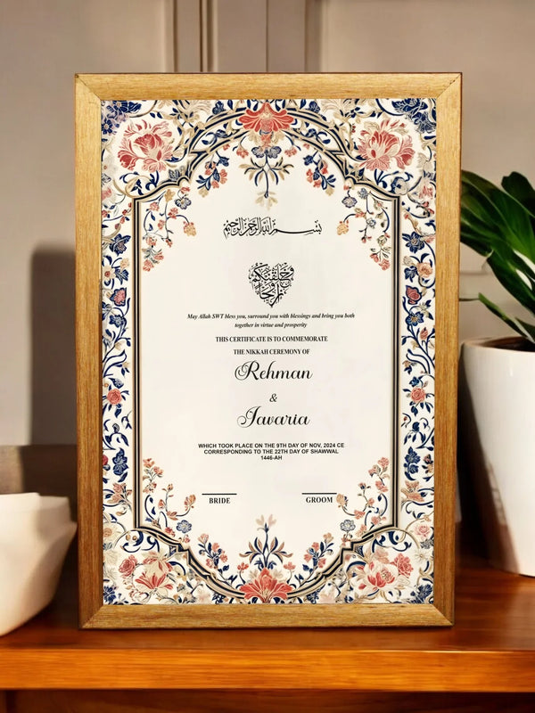 Floral Lovely Nikah Nama Frame
