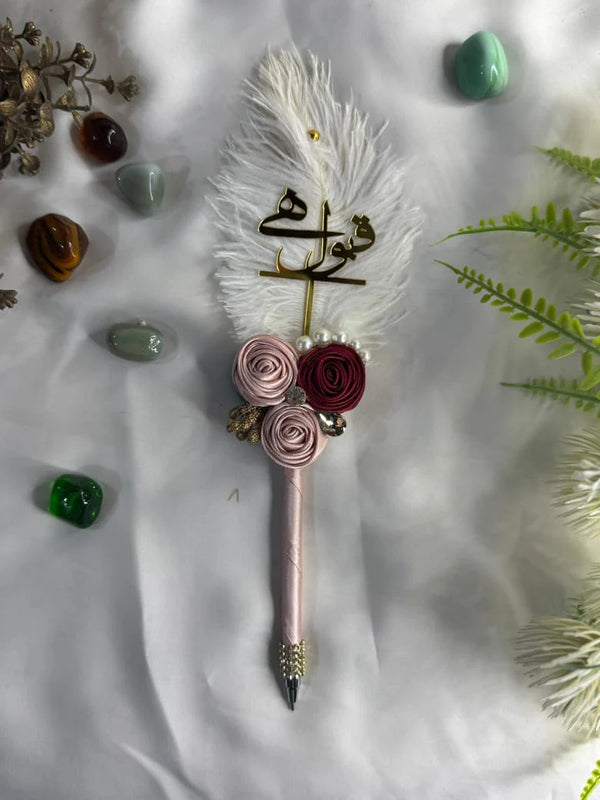 Handcrafted Pink and Red Nikah Pen
