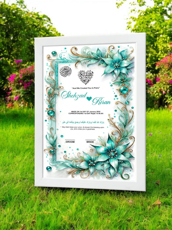 Ice Age Nikah Frame – Custom Muslim Couple Gift