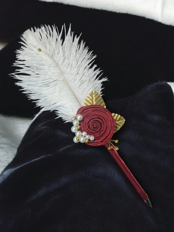 Red Love Flower & Golden Petals Nikah Pen